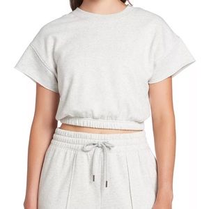 Cinched Short Sleeve Fleece Sweatshirt